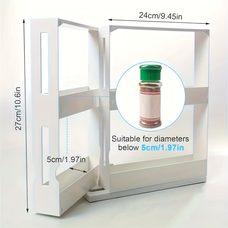 Armario giratorio multifuncional con bandeja de temporada de doble capa para organización de cocina