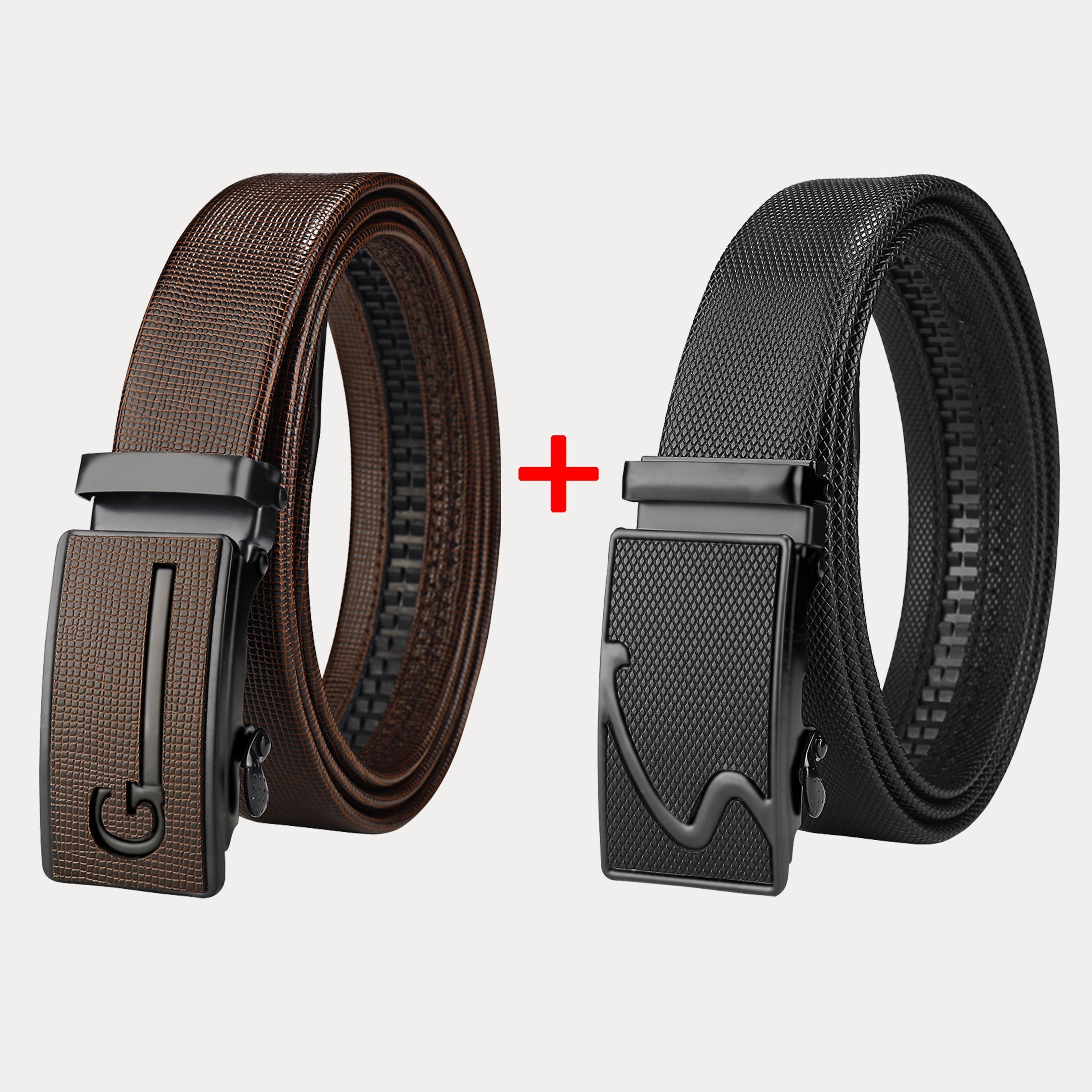 Men's Belts Set of Two Automatic Buckle Korean Style for Business Casual Middle-Aged and Young Men