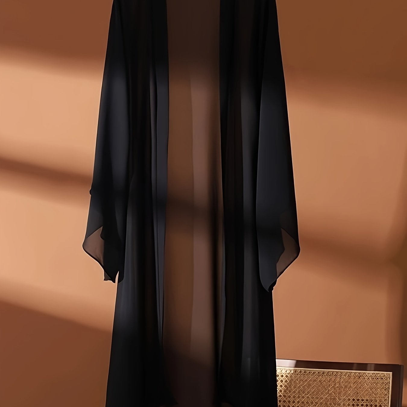 Plus Size Long Sheer Kimono Cardigan Polyester Knit Solid Color Lightweight Casual