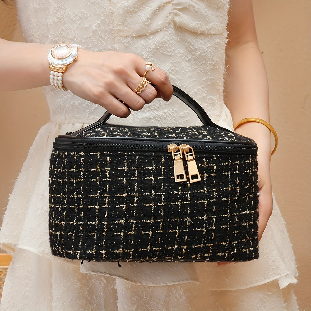 Waterproof Large Cosmetic Bag with Zipper Closure for Travel and Home Use