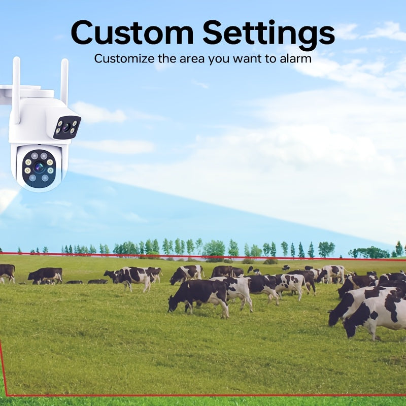 Dual Lens Outdoor Security Cameras 360° Pan Tilt Motion Detection Night Vision Waterproof