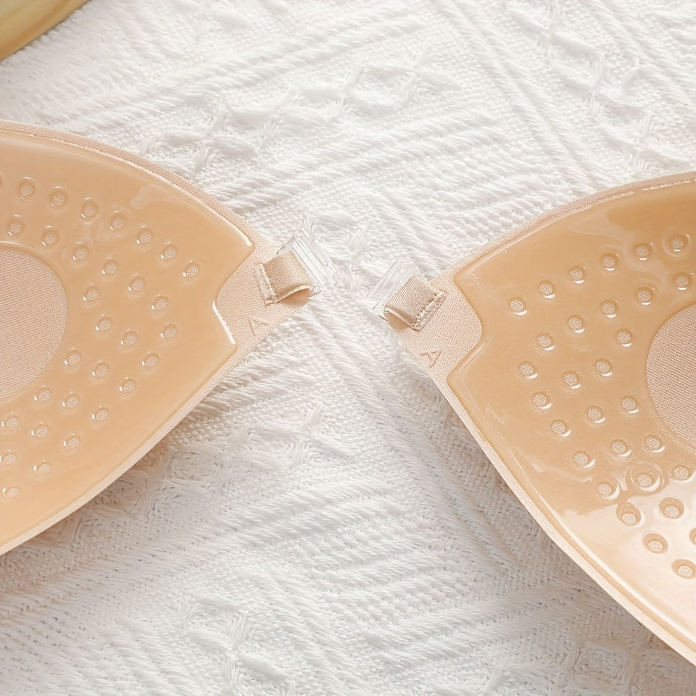 Invisible Push-Up Bra with Front Buckle Silicone Anti-Slip Stickers and Transparent Shoulder Straps