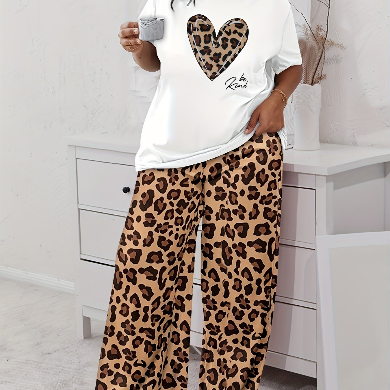 Women's Long Sleeve Cotton Printed Lounge Set with Pants