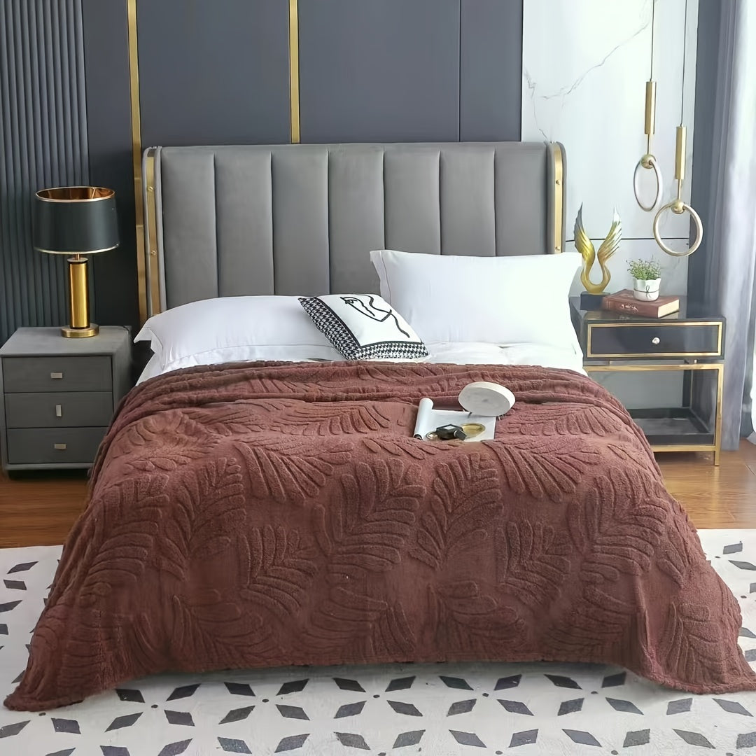 Fleece Throw Blanket White Plush Sofa Bed Cover All-Season Machine Washable