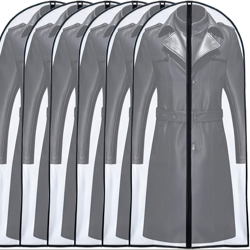 Set of 10 Plastic Garment Covers with Zipper Closure Dust-Proof Suit Bags for Closet Storage