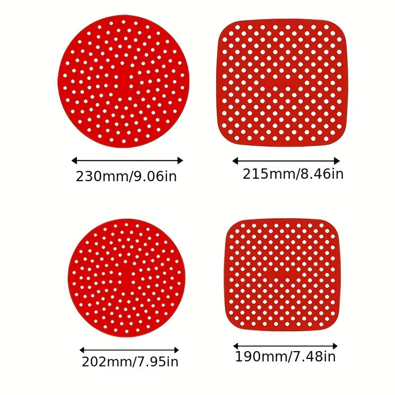 Set of 3 Silicone Air Fryer Liners Heat-Resistant Round and Square Basket Inserts for Oven and Air Fryer