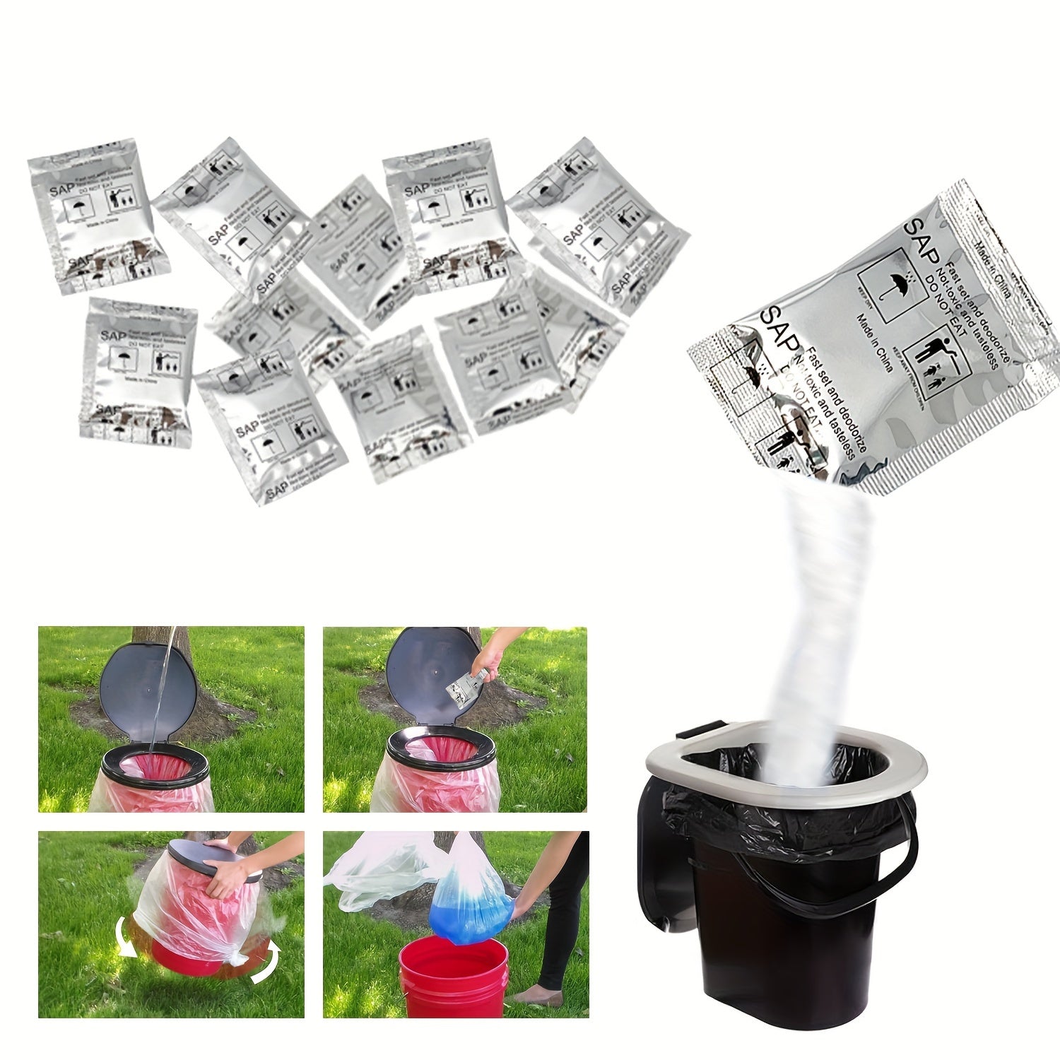 Portable Absorbent Toilet Powder Gel for Camping Emergency Use