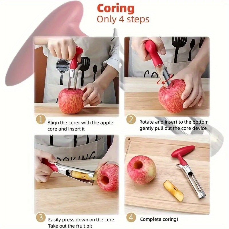 Stainless Steel Apple Corer with Ergonomic Handle for Fruits and Vegetables