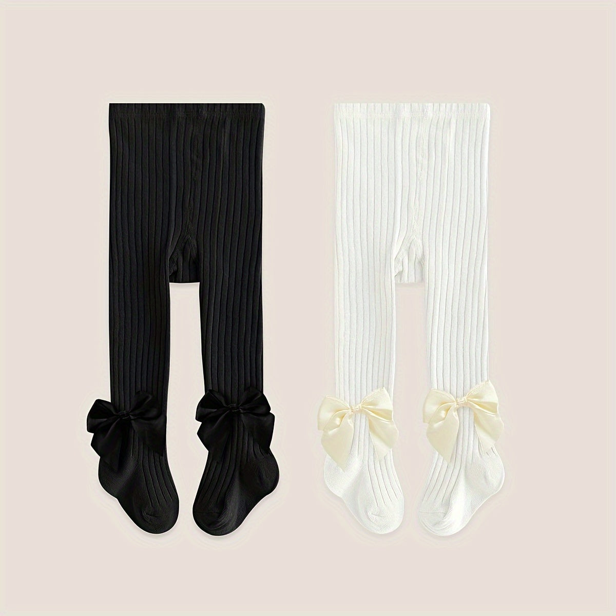 Set of 2 Girls Baby Leggings with Bow Design for Spring and Autumn Outdoor Wear