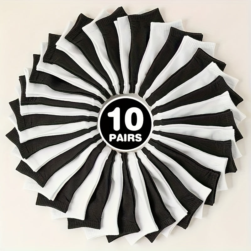 Women's Knitted Fabric Boat Socks 20 Pairs Fall Winter Solid Color Comfortable