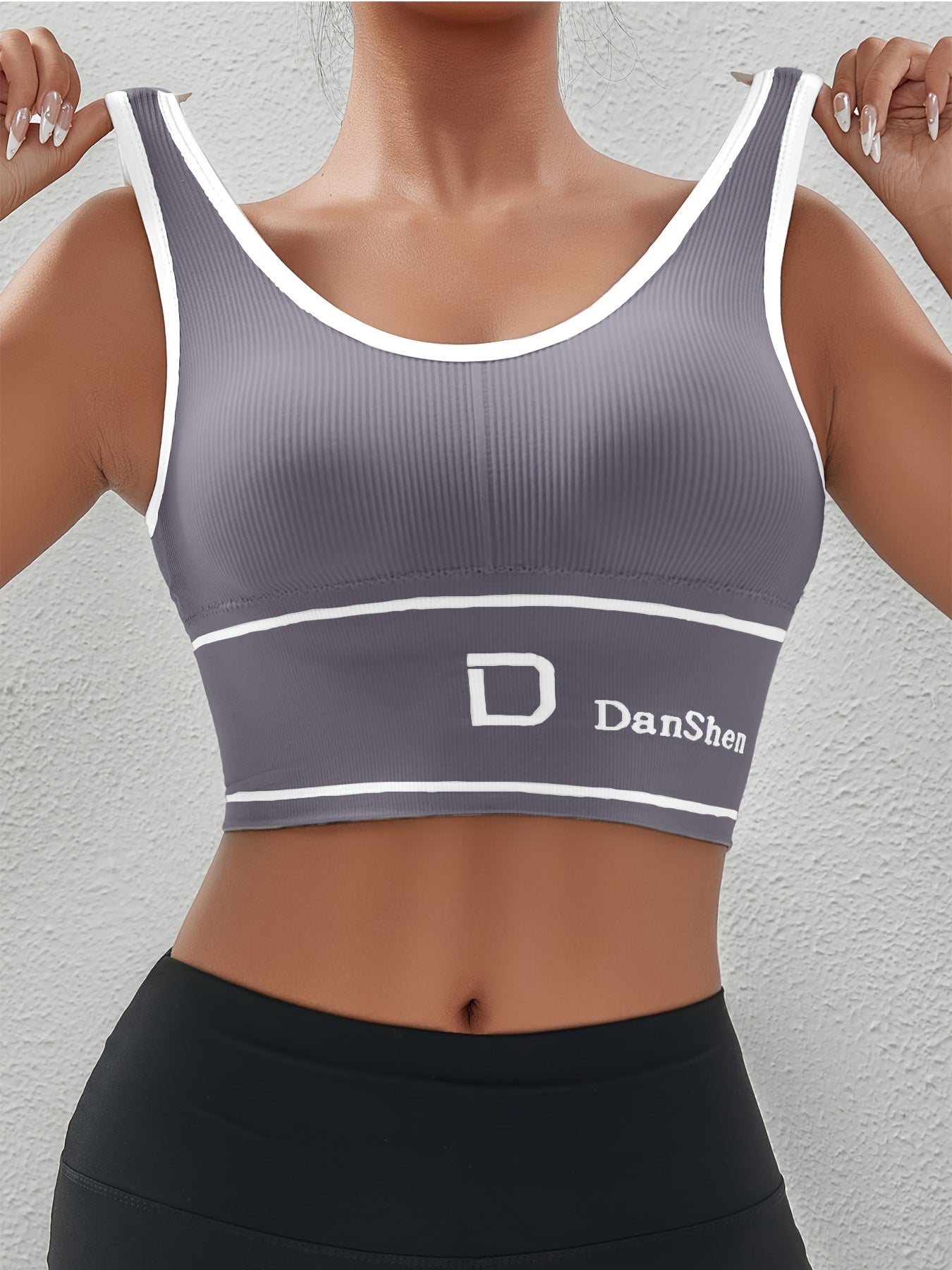 Women Sports Bra Tank Top Set Wire-Free Padded High Elasticity for Yoga Running