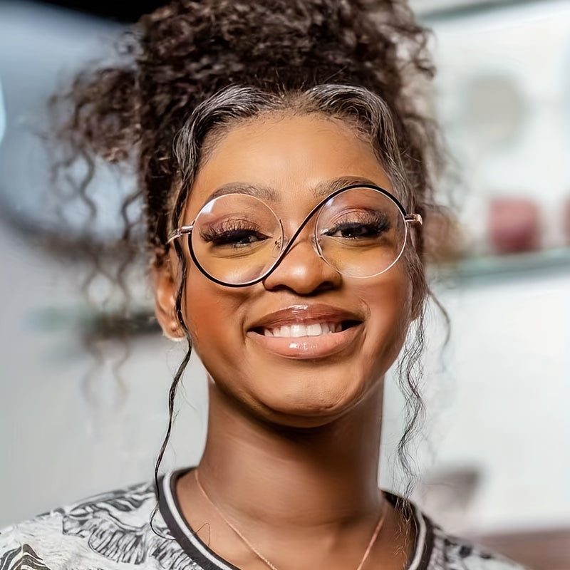 Unisex Semi-Rimless Spectacles with S-Shaped Clear Lenses for Men and Women