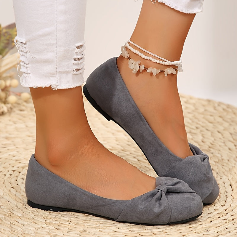 Ayollar uchun tekis poyabzal, Kelebek tugmasi uslubi, charm, qulay, qora