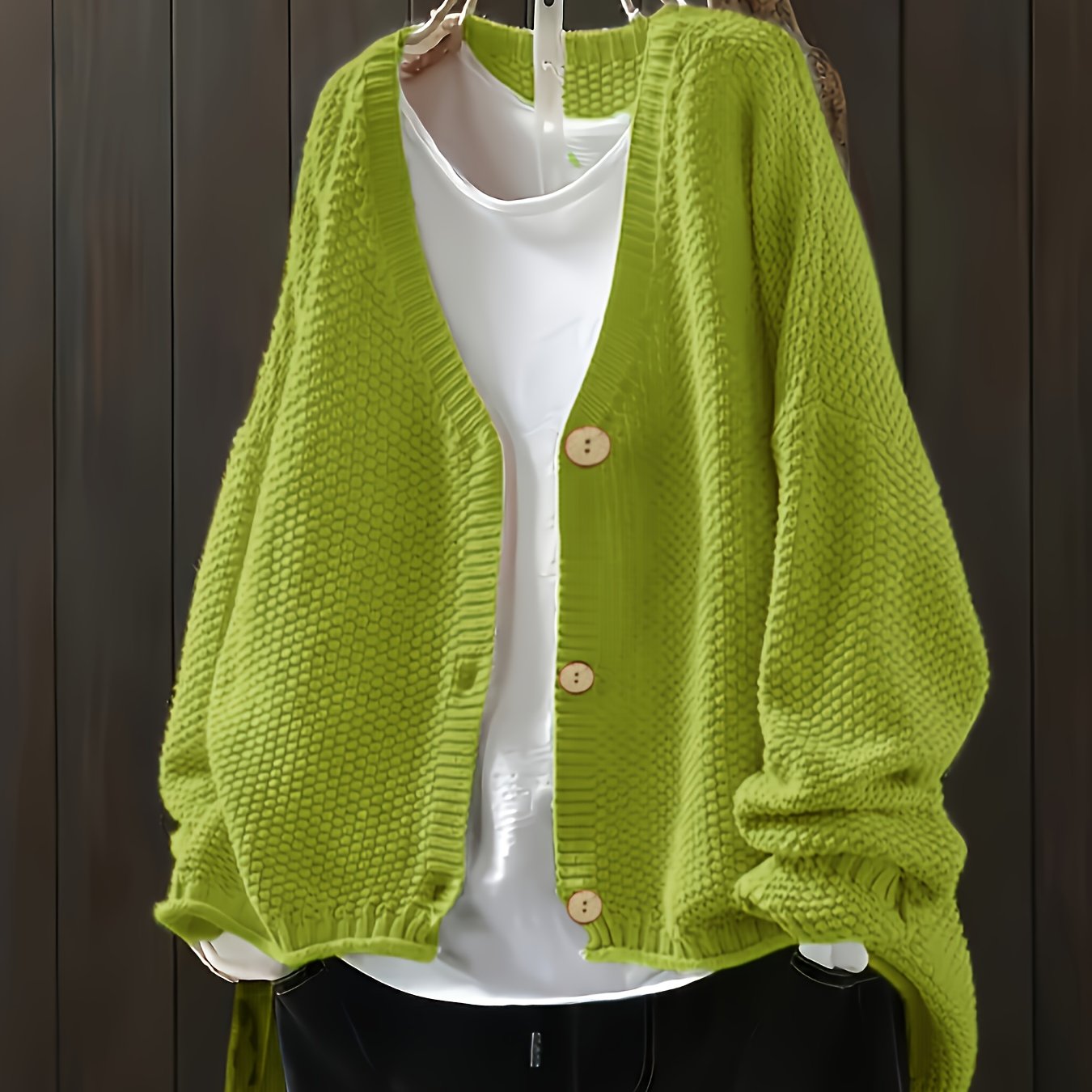 Plus Size Knit Cardigan Women Long Sleeve Button Fall Winter Casual