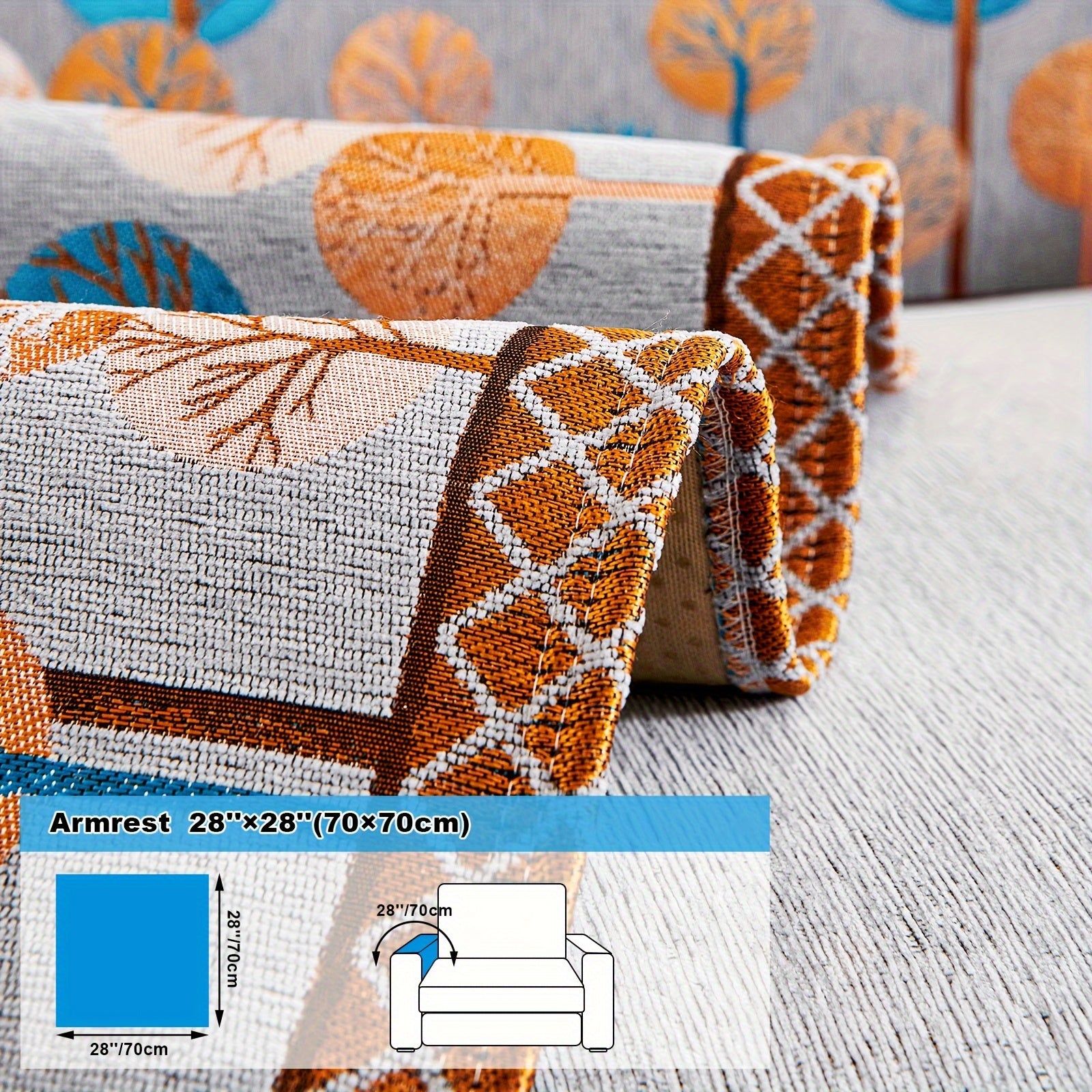 Chenille Sofa Slipcover with Geometric Embroidery Pet-Friendly Fabric for Home Decor
