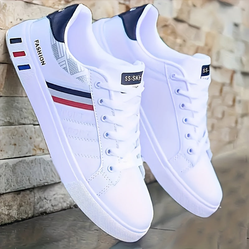 Men's Striped Skate Shoes Durable Slip-Resistant Casual Sneakers for Outdoor Wear