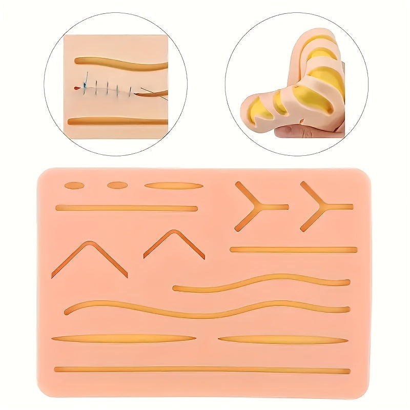 Silicone Suturing Practice Skin Kit with 14 Pre-Cut Wounds for Medical Training