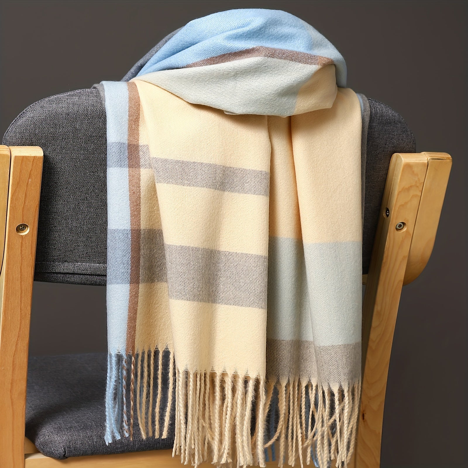 Enlarged Plaid Scarf 200cm x 70cm Warm Unisex Shawl for Autumn Winter