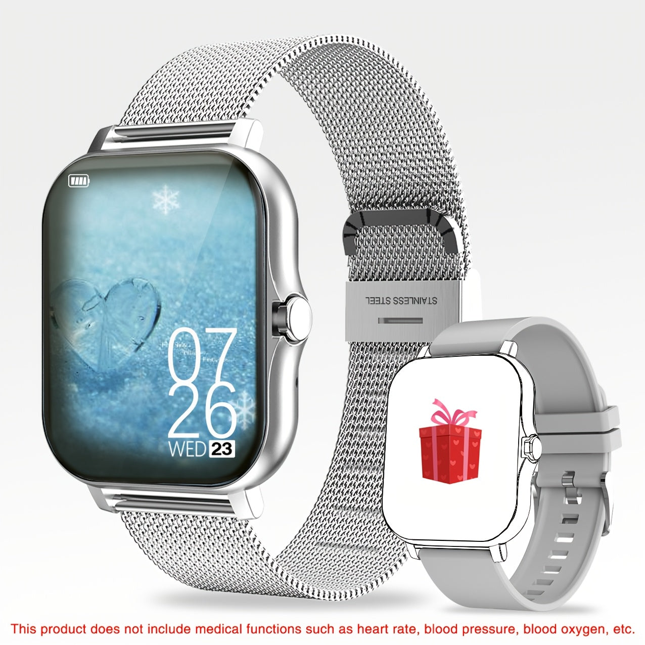 Smart Watch for Men and Women 4.65cm Wireless Calling Long Sitting Reminder USB Rechargeable