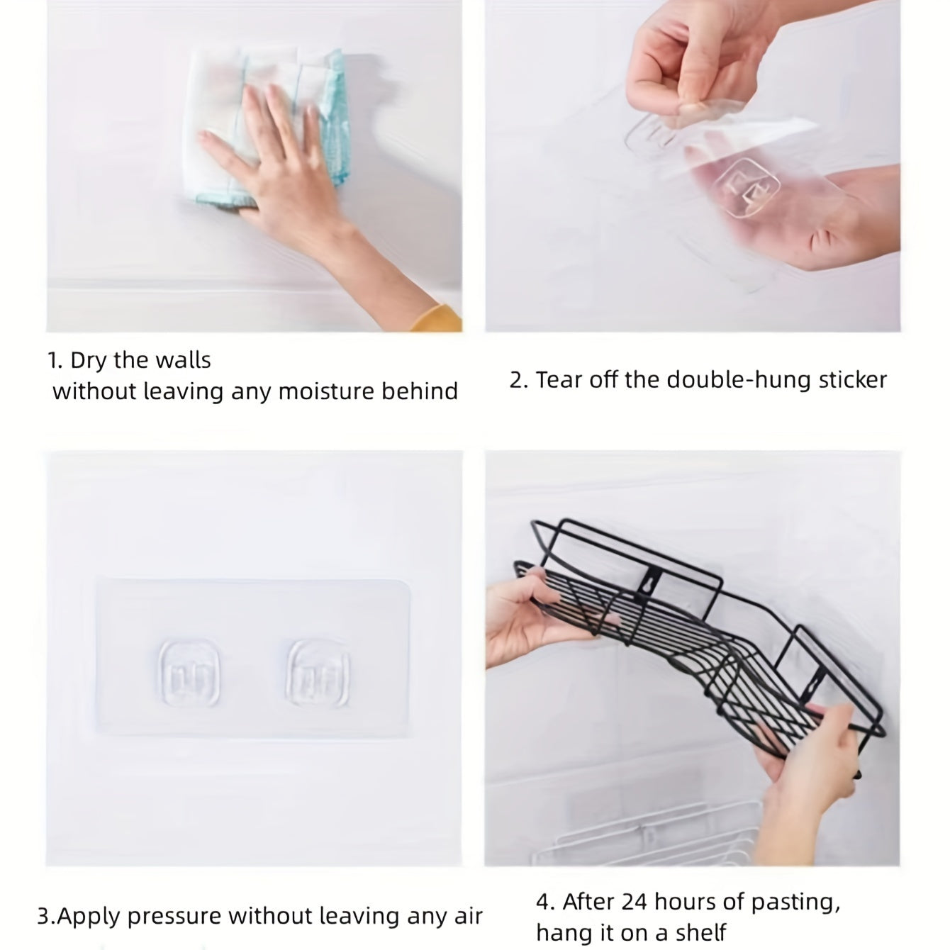 Pack de 5 soportes de plástico transparente para estantes para almacenamiento en baños y cocinas montados en la pared