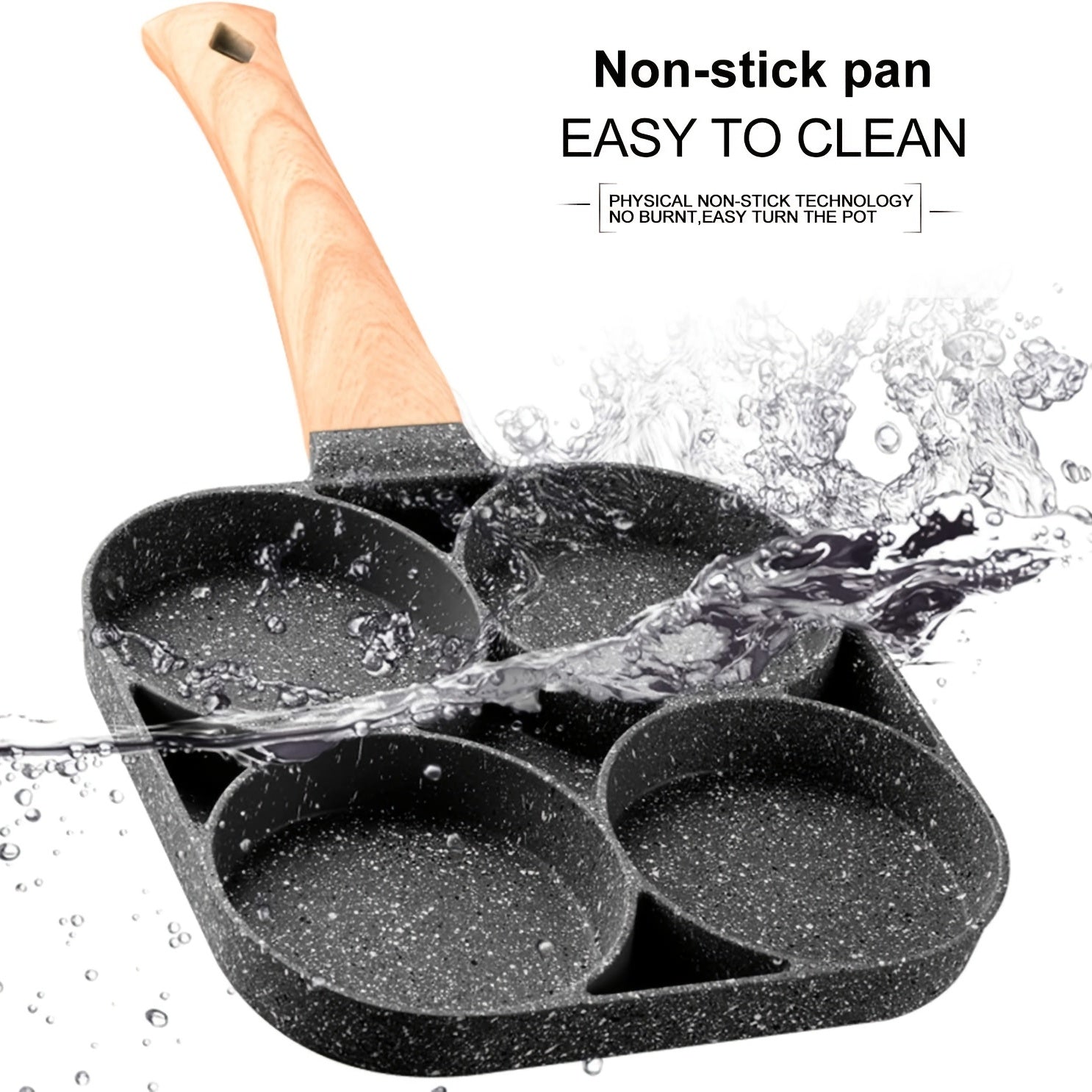 Non-Stick Omelette Pan with 4 Holes for Egg Dumplings Hamburgers and Steaks