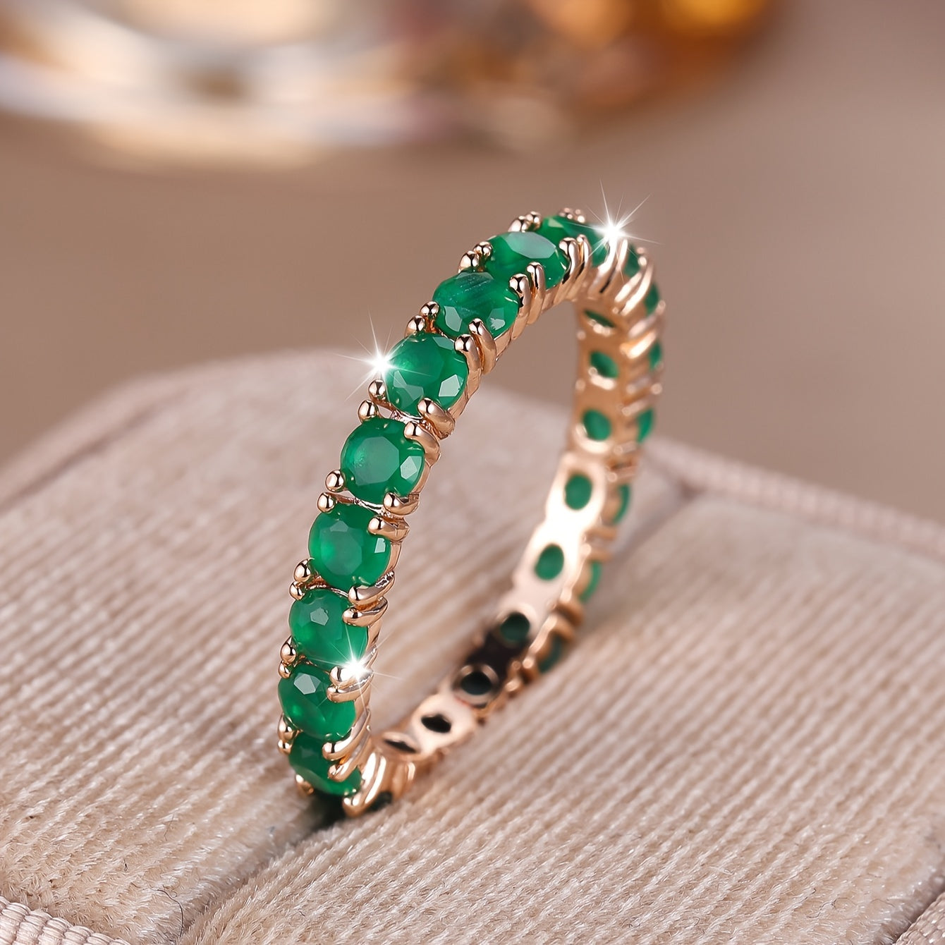 Elegant Boho Eternity Ring with Multicolor Zirconia Stones for Women