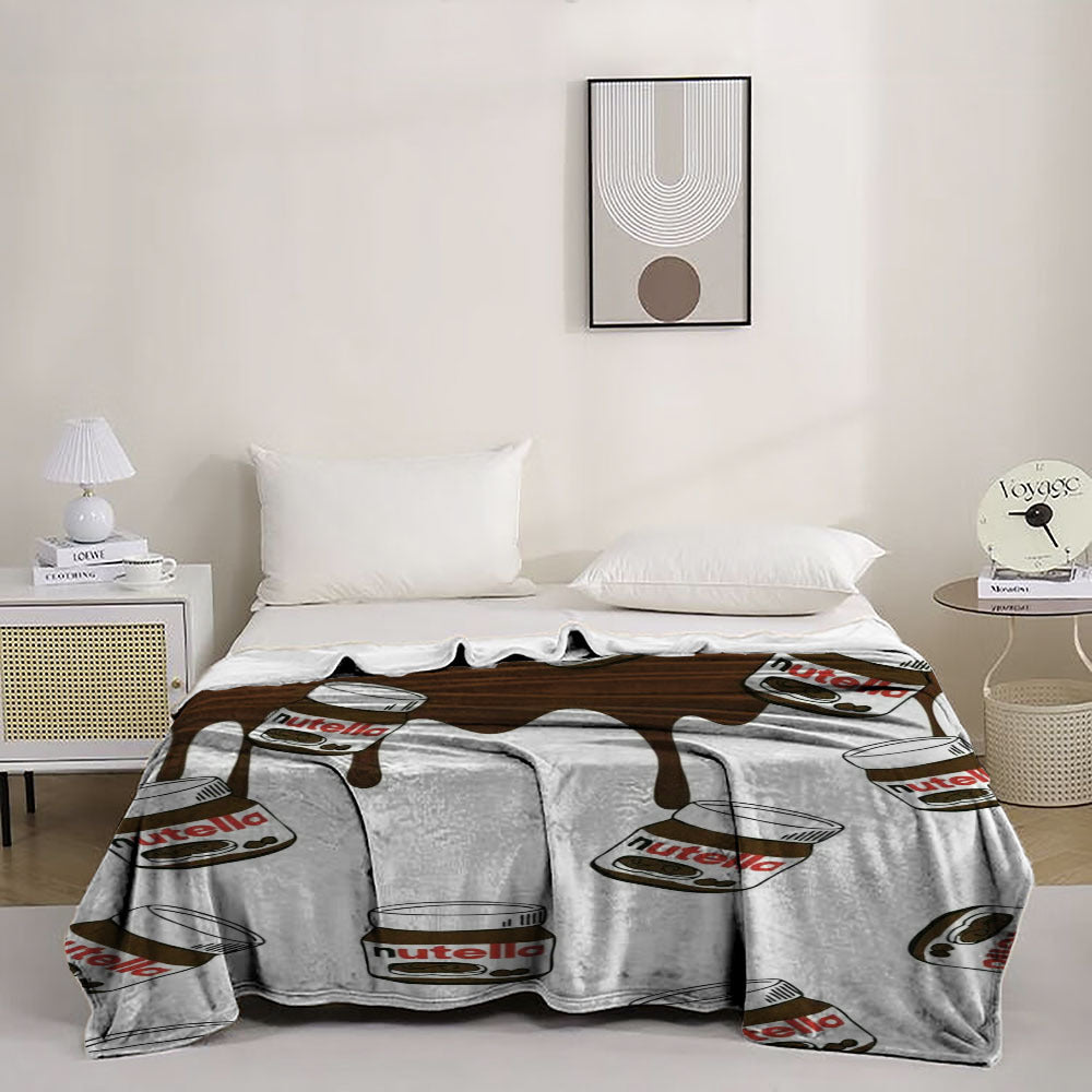 Chocolate Spread Print Flannel Fleece Throw Blanket Soft Polyester Artistic Design Lightweight Cozy for Sofa Bed Outdoor