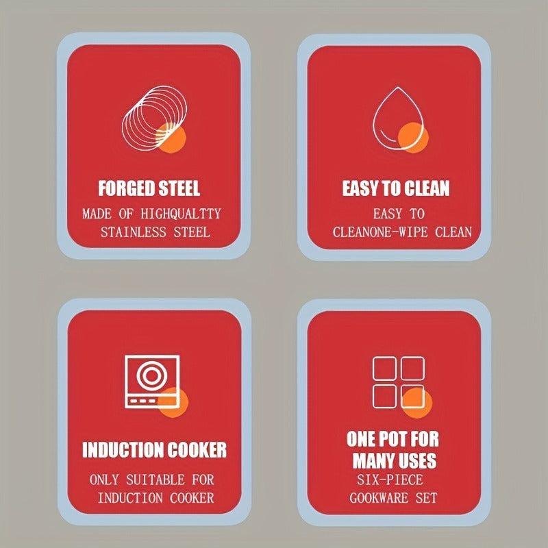 Stainless Steel Cookware Set 18 Pieces Non-Stick Pots Pans Glass Lids