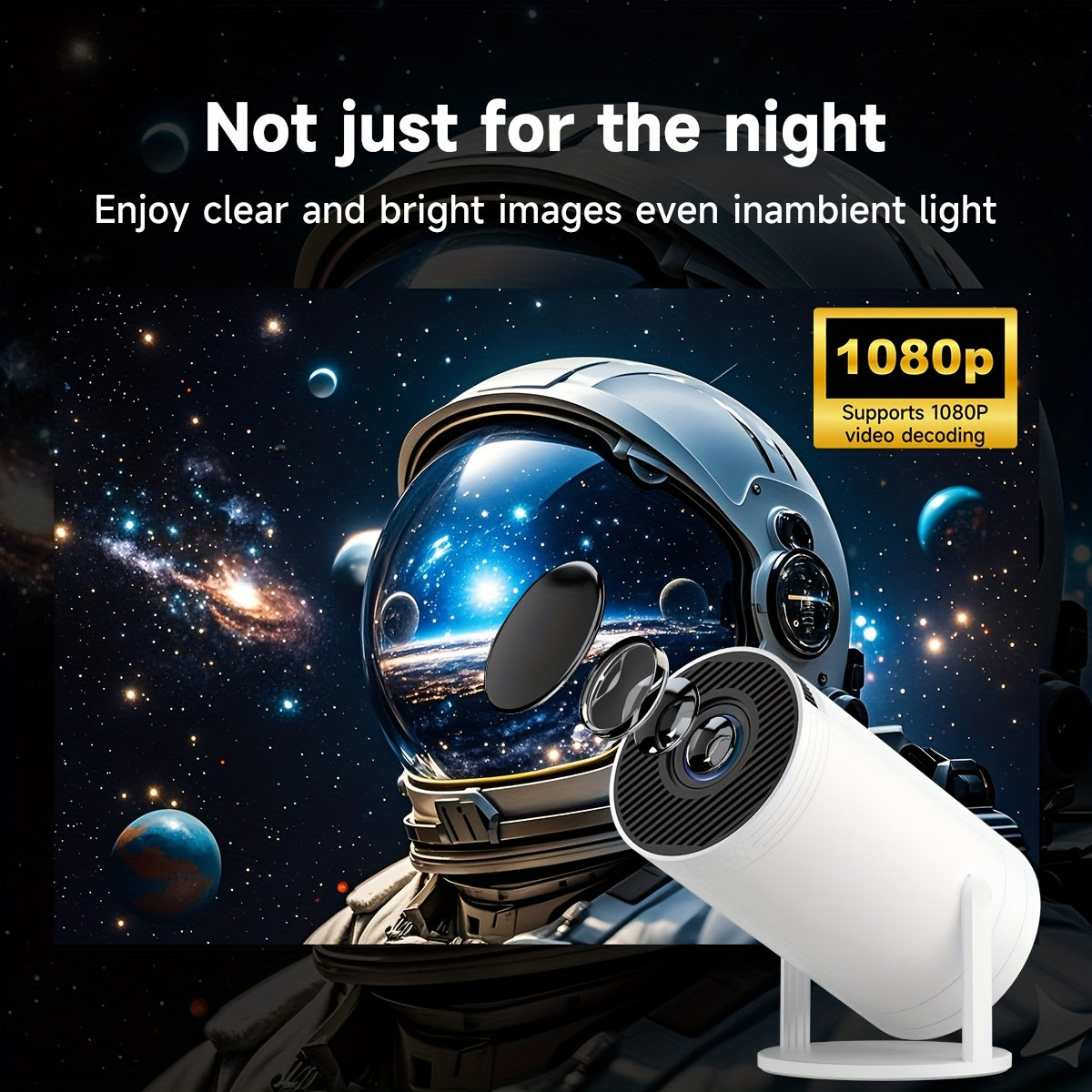 Mini Video Projector with Android TV, 1080P Support, WiFi6, Auto Focus