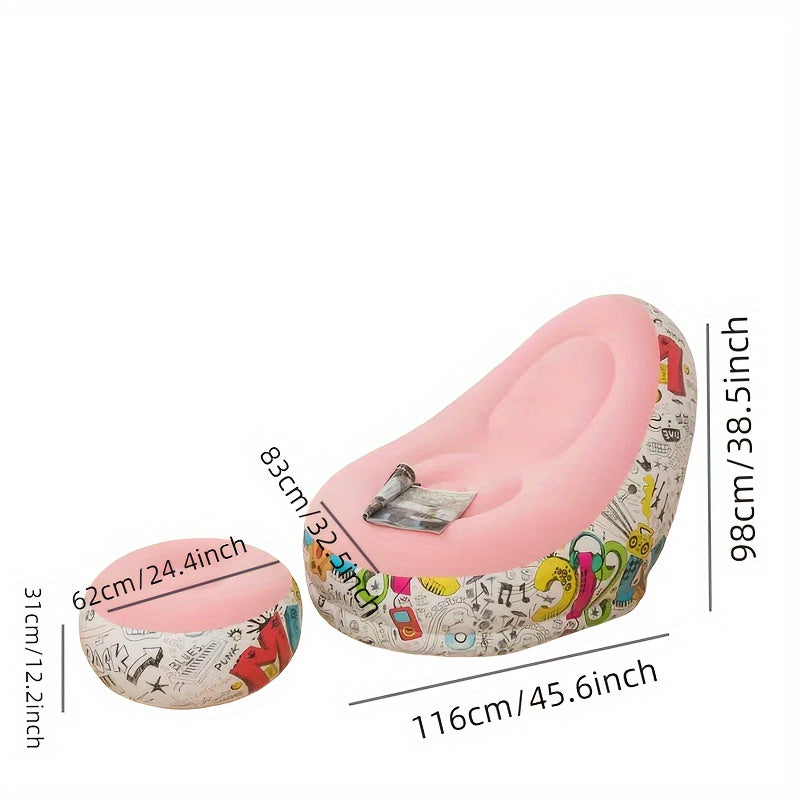 Qorong'i Inflatable Lounger Sofa oyoq uchun tayanch bilan, chidamli plastmassa, uy bezaklari