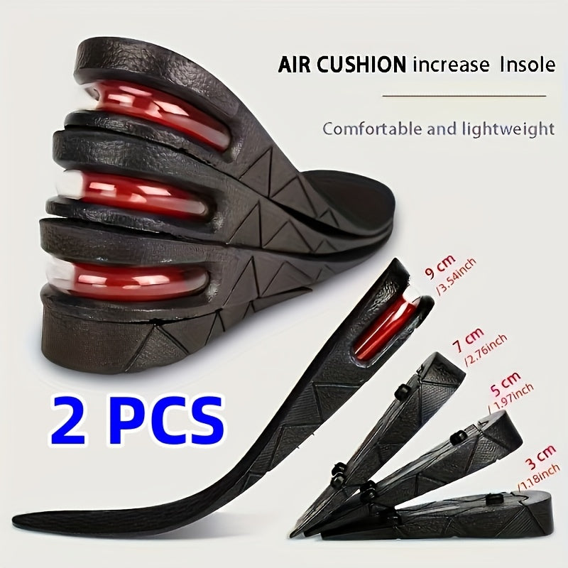 Men's Invisible Air Cushion Height-Increasing Insoles, Soft Leather, Adjustable, 2 Pairs