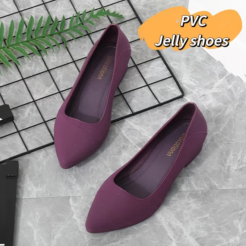 Женские туфли-лодочки на плоской подошве с заостренным носком из мягкой резины, универсальная повседневная обувь