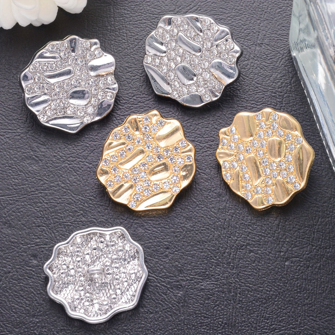 Set of 7 Handmade Irregular Alloy Buttons for Clothing and DIY Jewelry