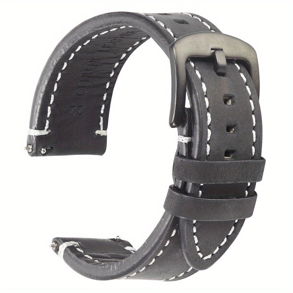 Retro Cow Leather Watch Band 20mm 22mm 24mm with Quick Release Buckle