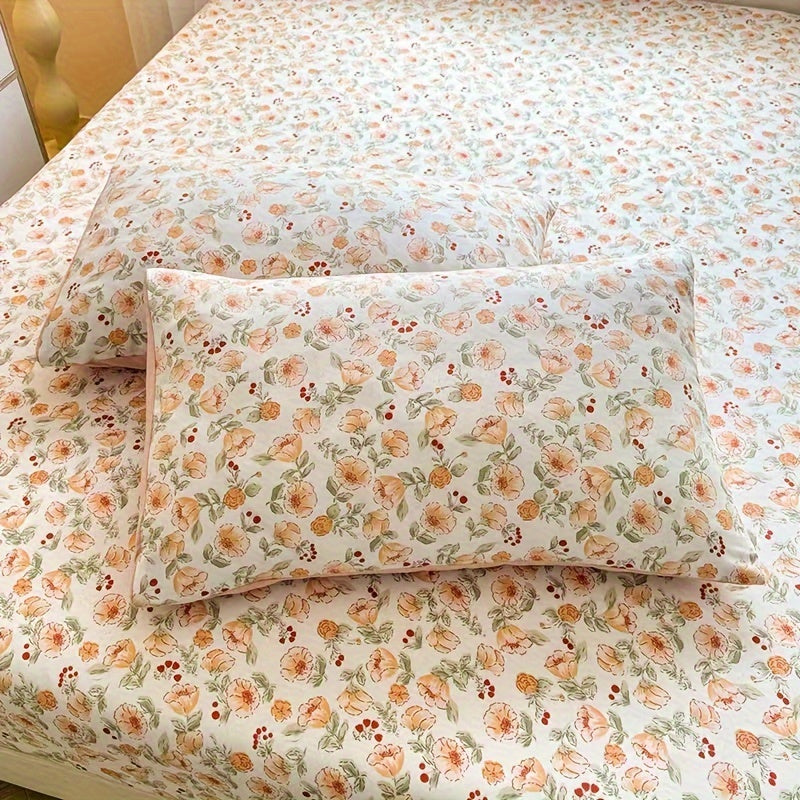 Printed Pastoral Pillowcases Set with Deep Pockets for Bedroom and Guest Use