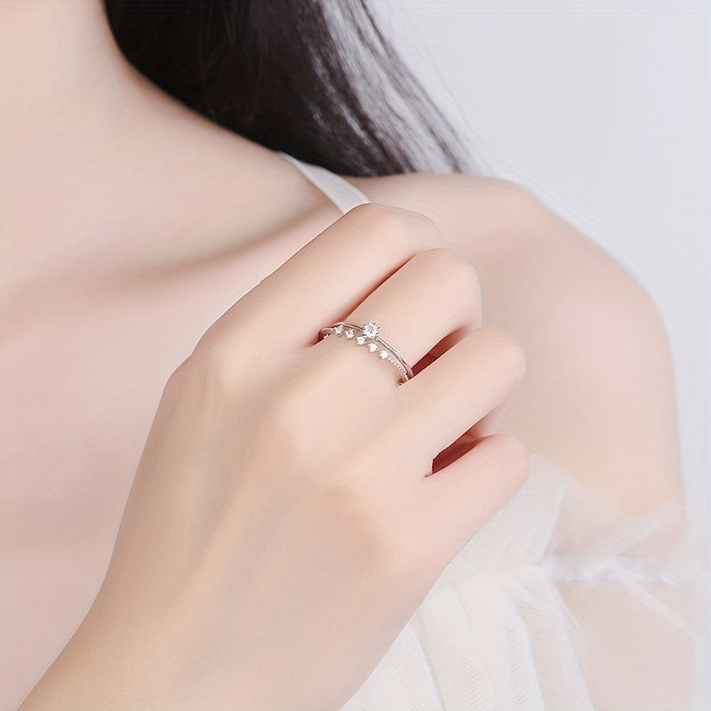 Sterling Silver Moissanite Engagement Ring Round Cut Solitaire Wedding Anniversary Gift