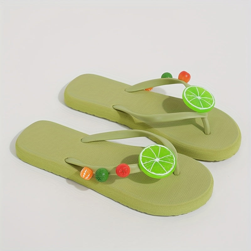 Women's EVA Flip-Flops with Colorful Fruit and Floral Design Non-Slip Summer Beach Slides