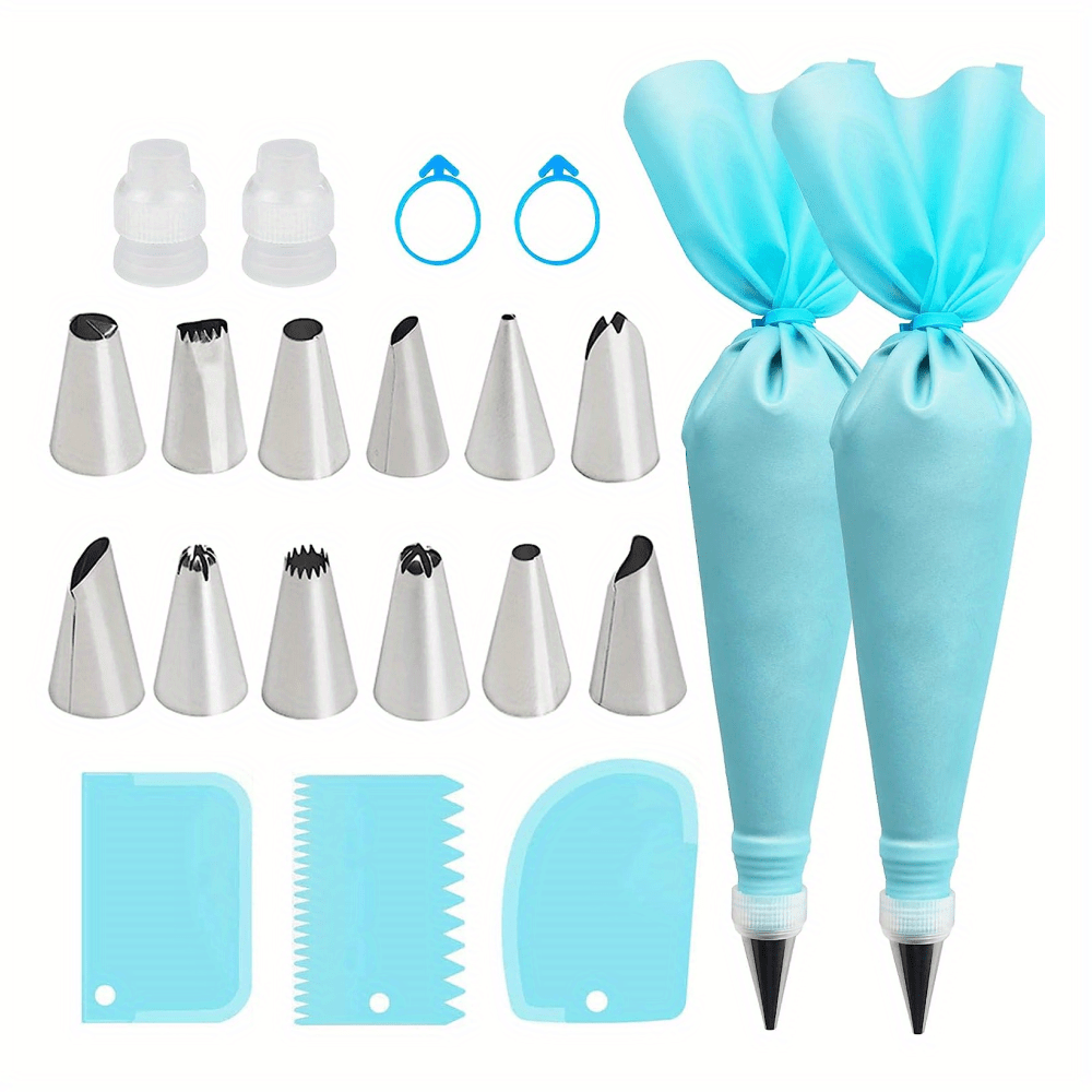 21-Piece Cake Decorating Set with Piping Bags Tips Reusable Pastry Bags
