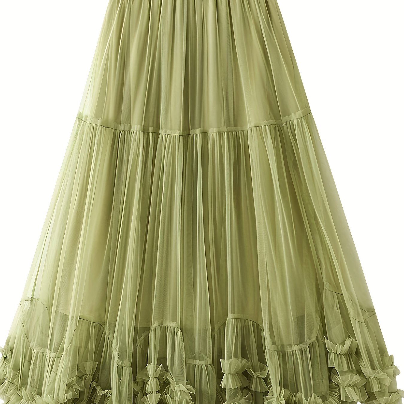 Women's High-Waisted Mesh Flared Skirt with Slimming Effect and Flowy Design