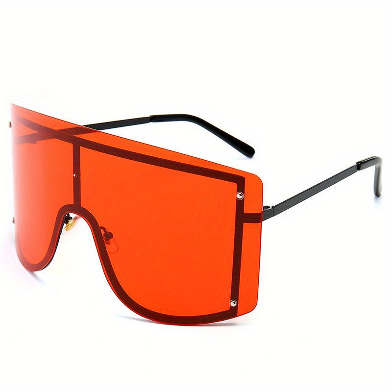 Large Unisex Sunglasses with Anti-Glare Gradient Shield for Summer Beach Parties