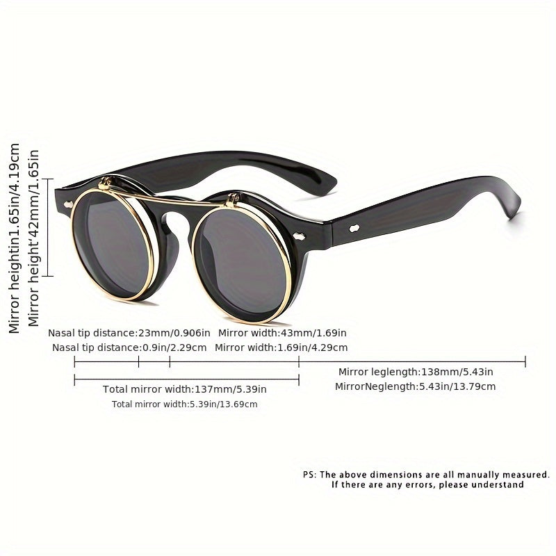 Gafas de doble capa vintage con marco redondo para fiestas en la playa y clubes, con almohadillas nasales ajustables