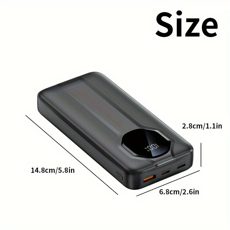 20000mAh Power Bank with Fast Charging LED Display Dual Input Output for iPhone and Android Devices