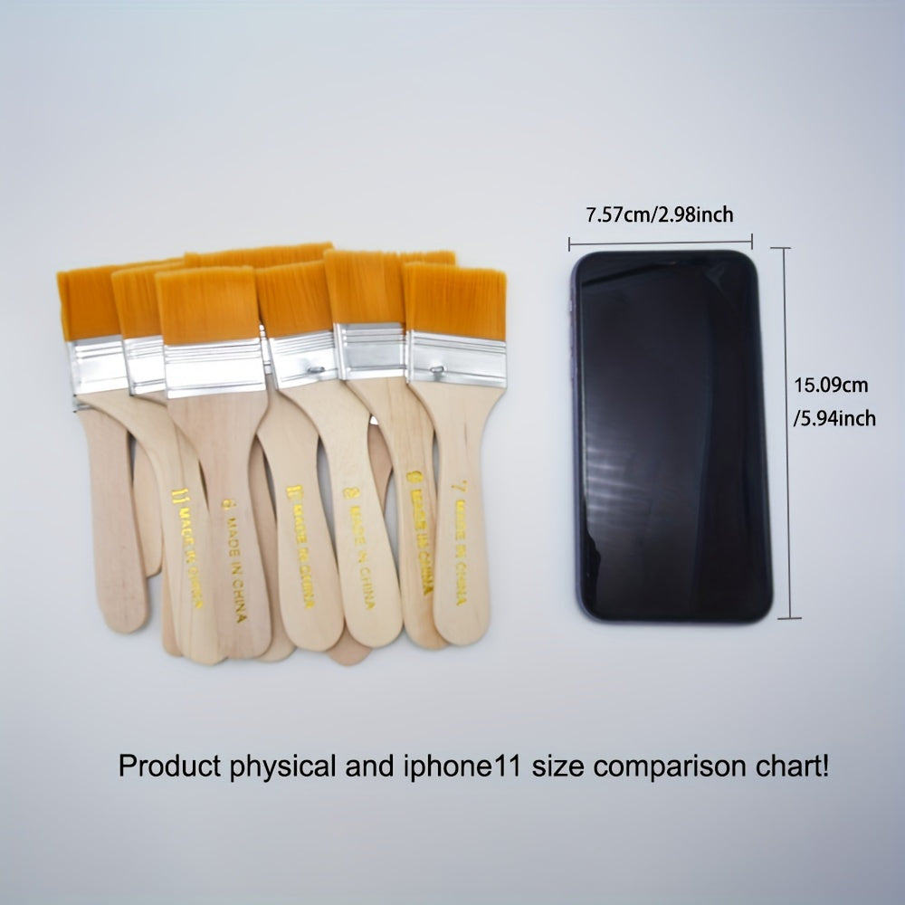 Set of 12 Nylon Oil Painting Brushes with Wooden Handles for Art and Craft