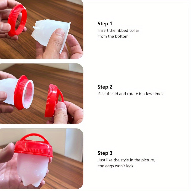 1 dona yopishqoq silikon tuxum pishirgich - oson tozalanadigan qattiq pishirilgan tuxum ushlagich, tuxumsiz tuxum pishirish stakanlari, nonushta uchun tez tuxum poach qilish qoliplari, turli ranglarda mavjud
