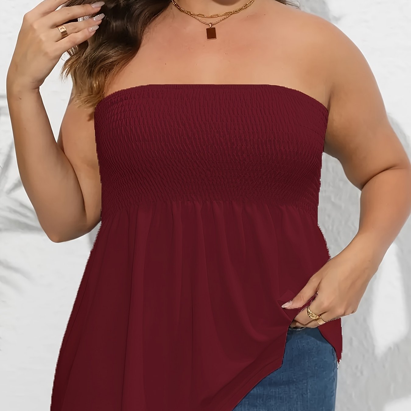 Женский топ-корсет с открытыми плечами, эластичный, однотонный, с рюшами, короткий рукав