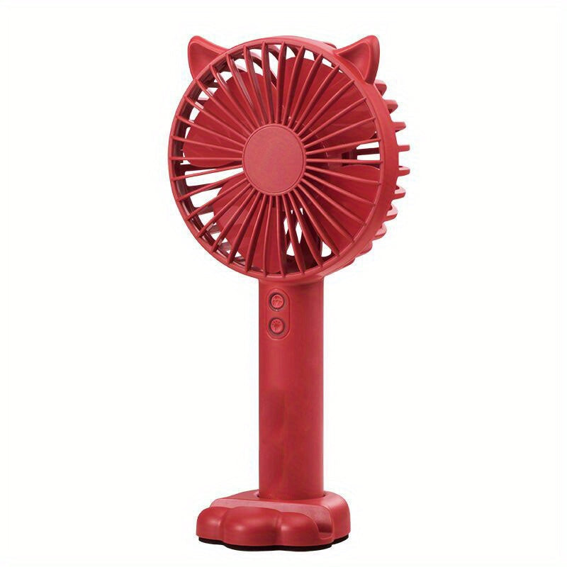 Compact USB Handheld Fan with Bunny Ears, Quiet Operation, Night Light