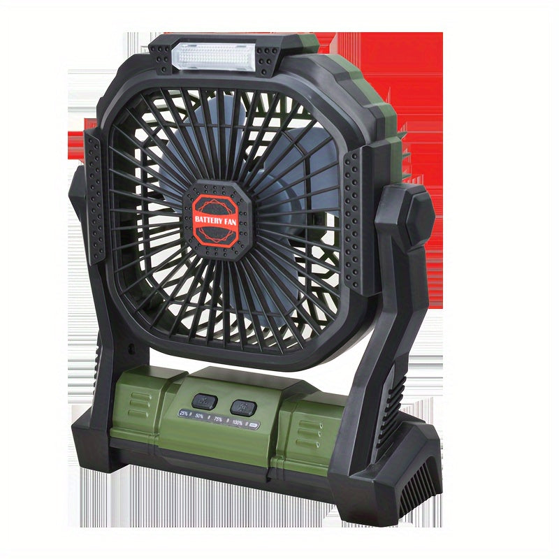 Portable Personal Fan with LED Light and Hook, USB Rechargeable, 4 Speeds