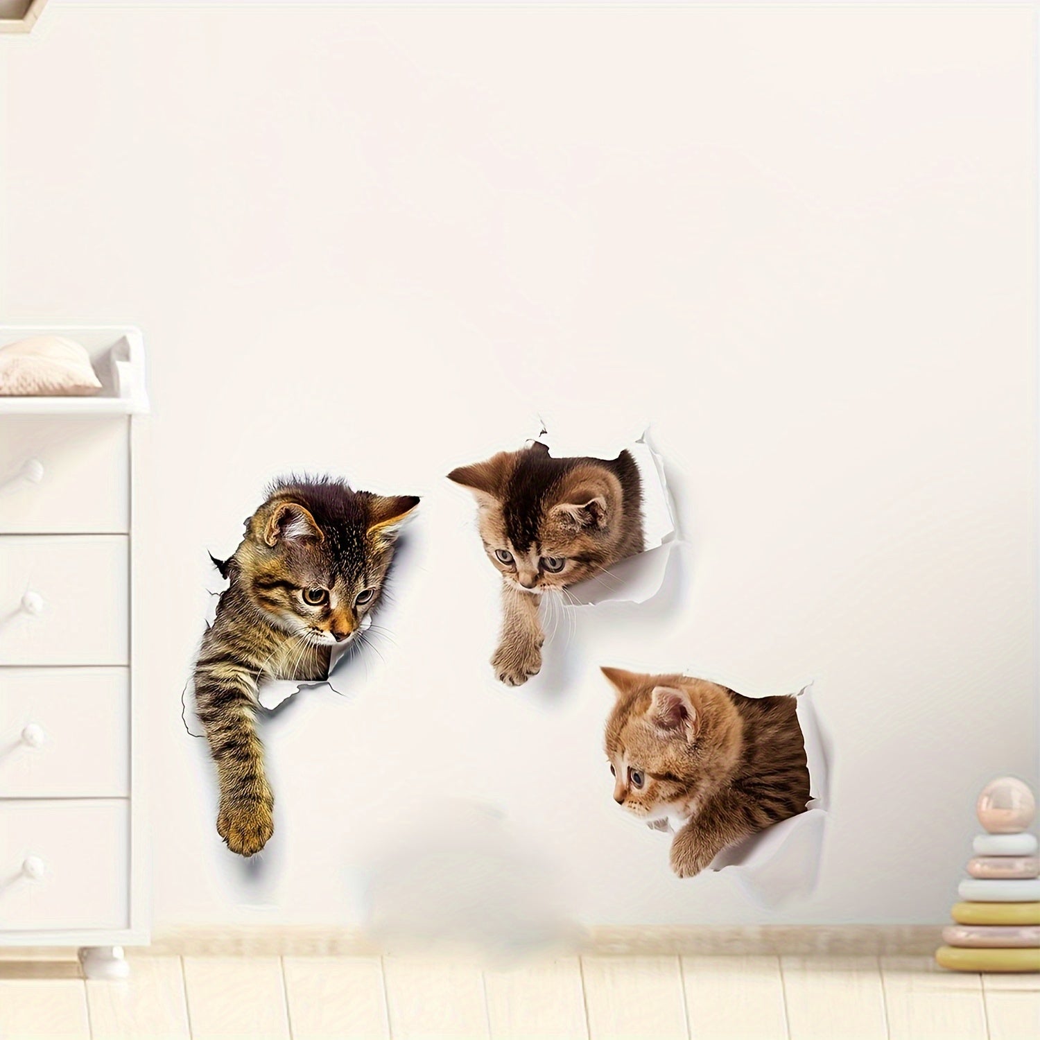 Set of 3 Removable Waterproof PVC Cat Wall Decals for Home Decor