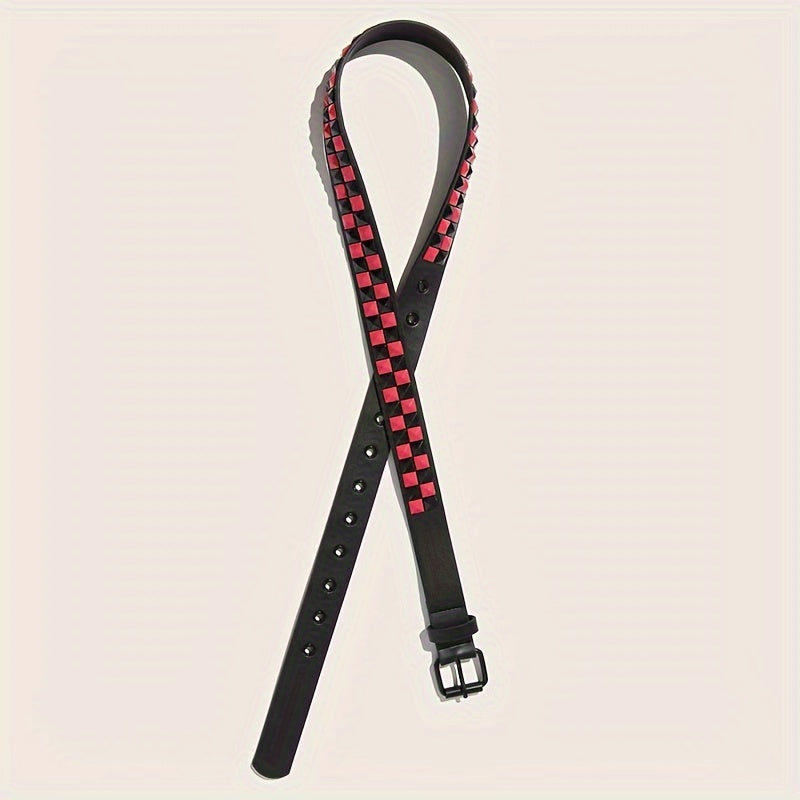 Унисекс пояс в стиле хип-хоп с пряжкой в клетчатом дизайне для джинсов