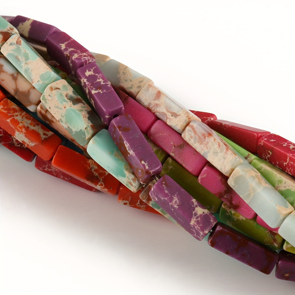 Natural Stone Jasper and Shoushan Beads Set for Jewelry Making Multicolor Cylindrical